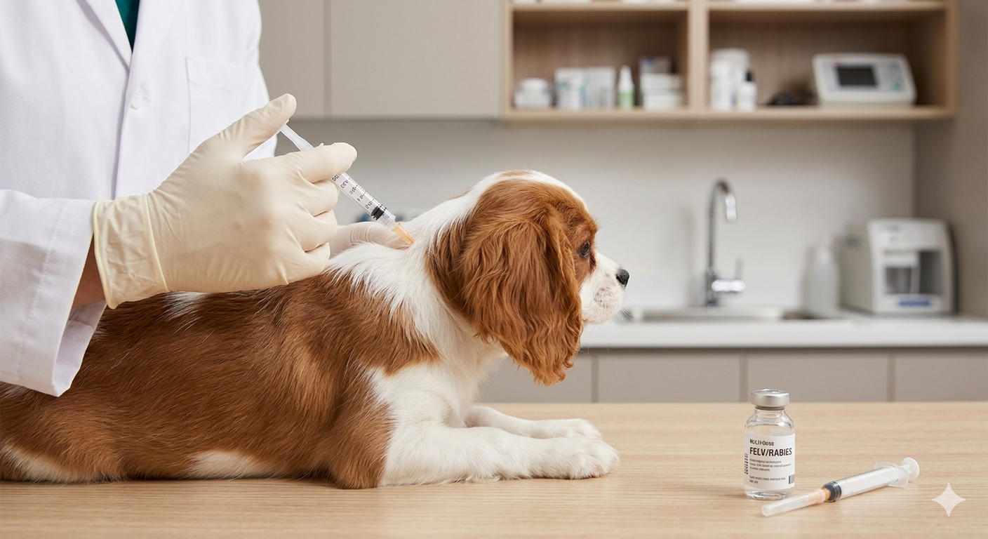 Foto demonstrativa de um atendimento com o intuito de vacinação do Pet.